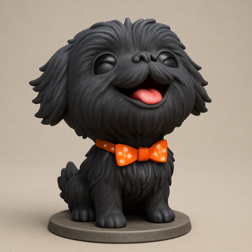 face anatomy 3d model-create 3d face model from photo_Adorable Happy Dog Figurine with Bow Tie - Perfect Desk Pal