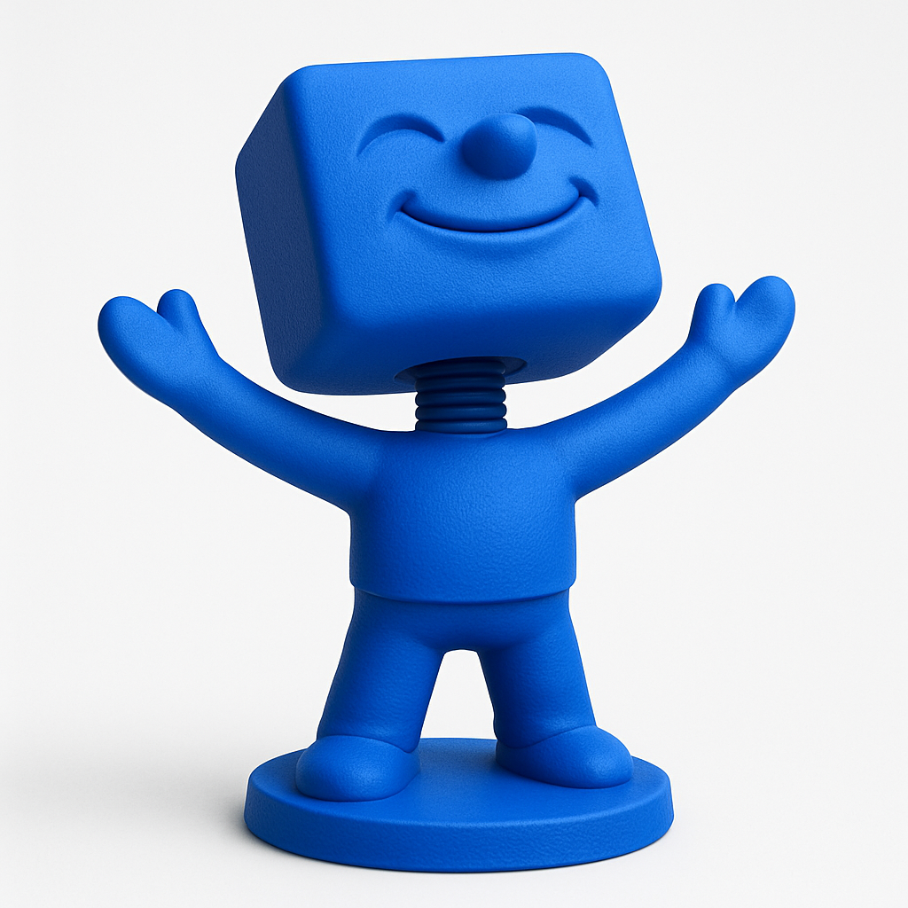 face anatomy 3d model-create 3d face model from photo_Smiling Cube Head Bobblehead: Your Happy Desk Pal