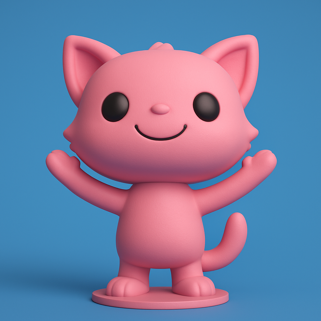 face to 3d model ai-3D portrait printing from photo_Charming Pink Kitty Desk Buddy - Easy 3D Print!