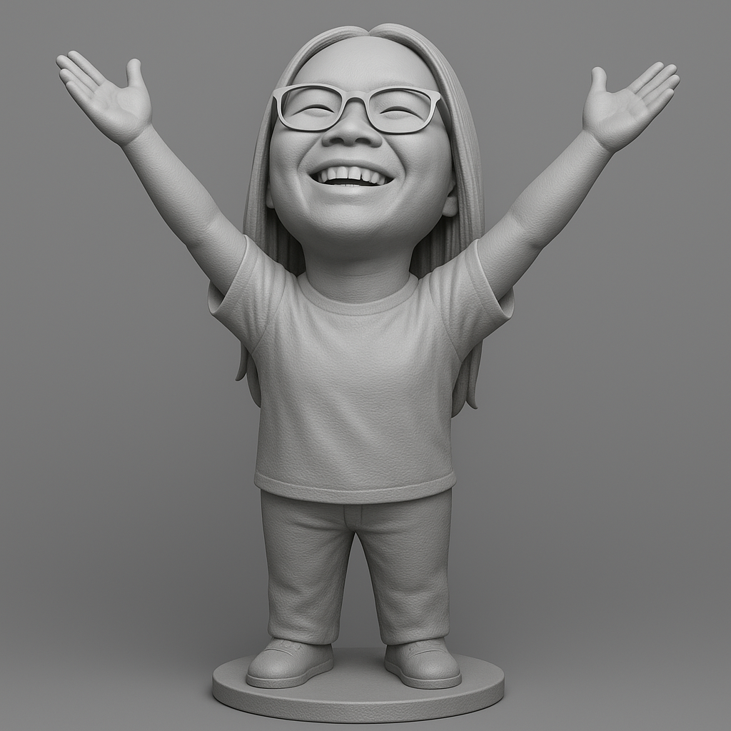 face anatomy 3d model-create 3d face model from photo_Joyful 3D Figurine with Outstretched Arms