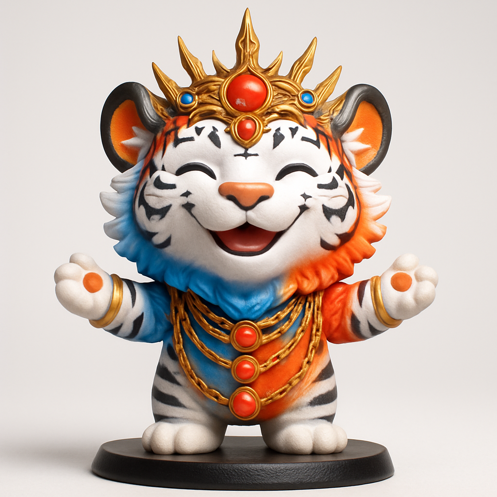 face to 3d model ai-3D portrait printing from photo_Bring Joy Home: Celestial Tiger King Figurine