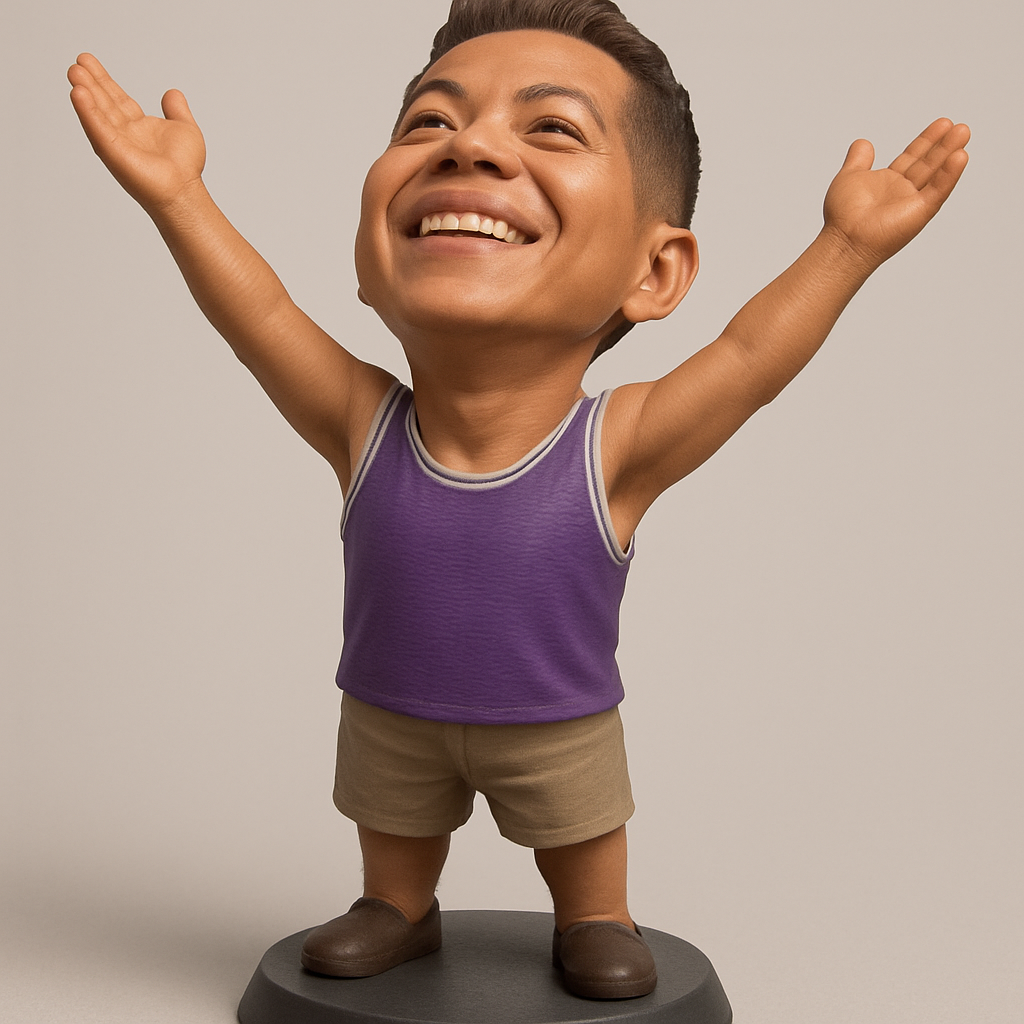 face anatomy 3d model-create 3d face model from photo_Joyful Celebration Bobblehead with Open Arms