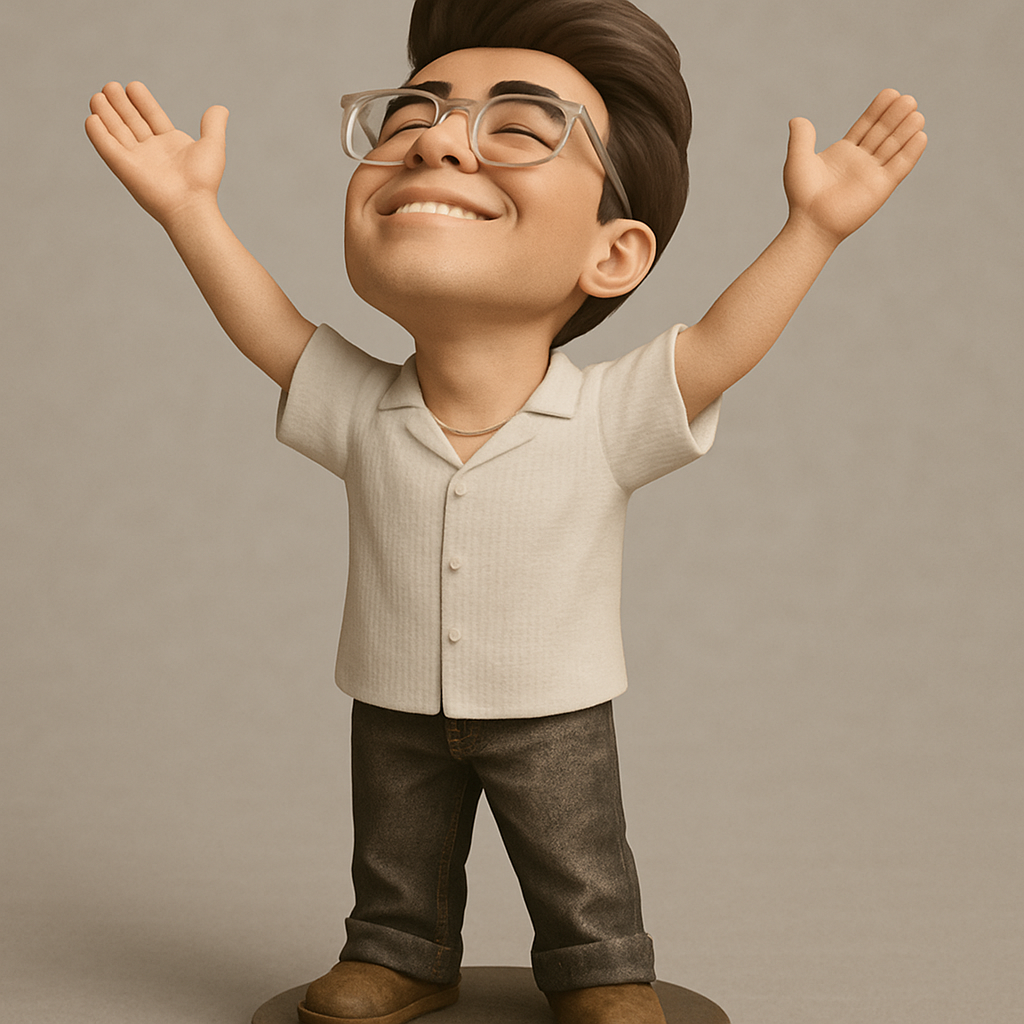 silhouette 3d printer maker-3d portrait printing_Joyful Celebration Figurine: Embrace Pure Positivity!