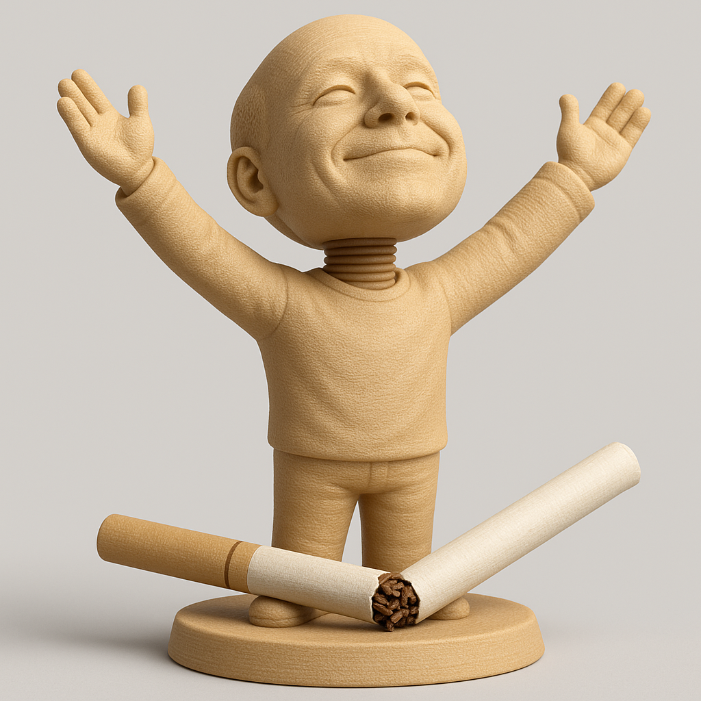 silhouette 3d printer maker-3d portrait printing_Joyful Figure Celebrating Freedom from Smoking