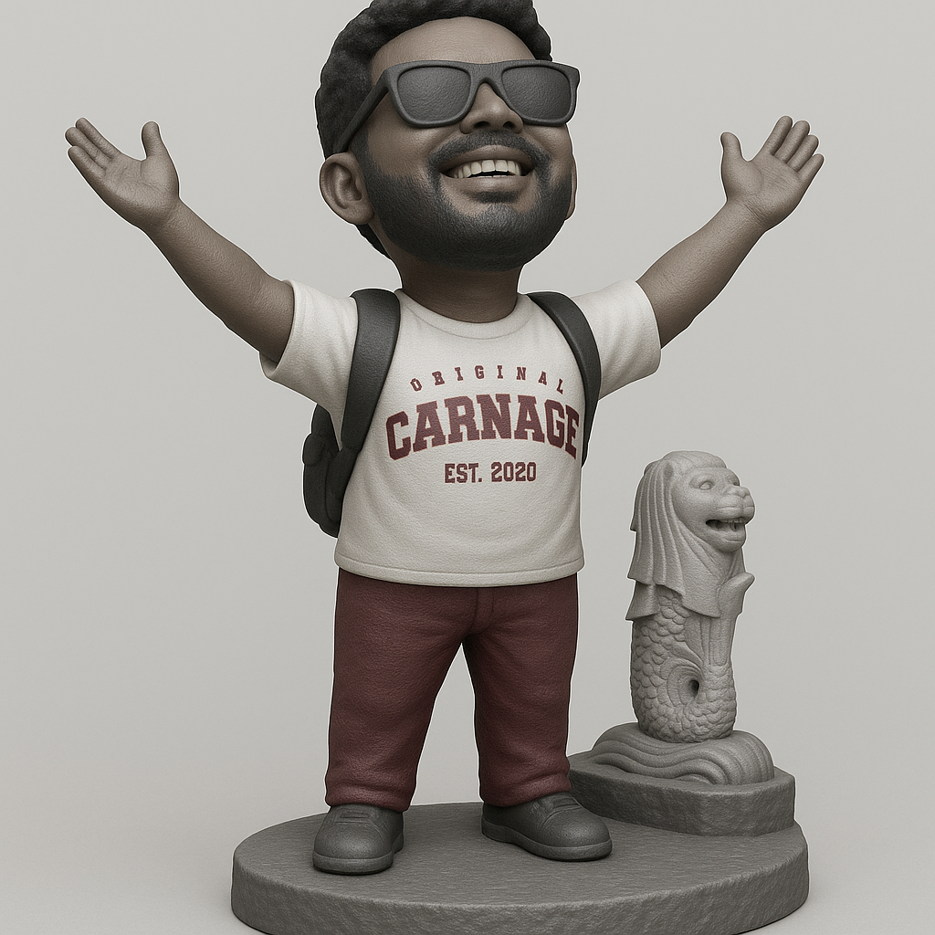 face anatomy 3d model-create 3d face model from photo_Joyful Traveler Figurine with Iconic Landmark