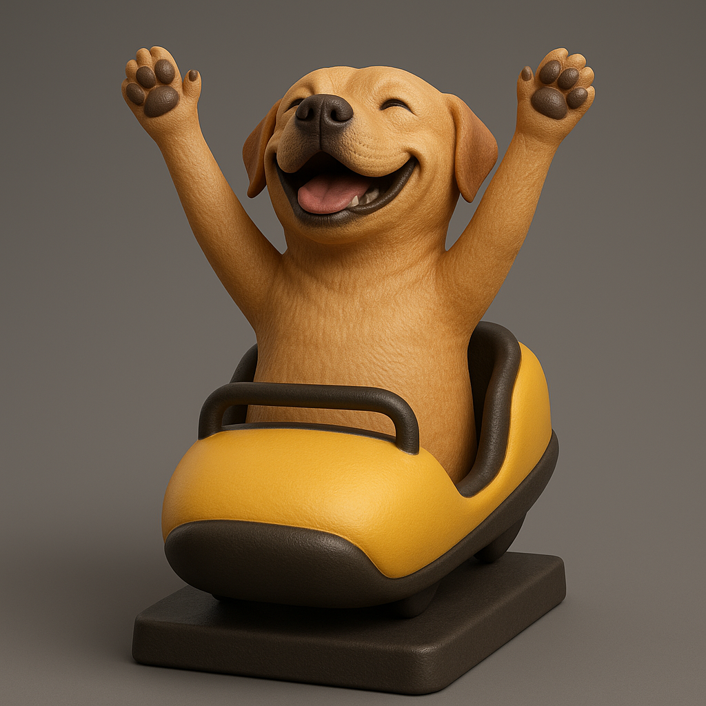 silhouette 3d printer maker-3d portrait printing_Joyful Dog in Roller Coaster Ride