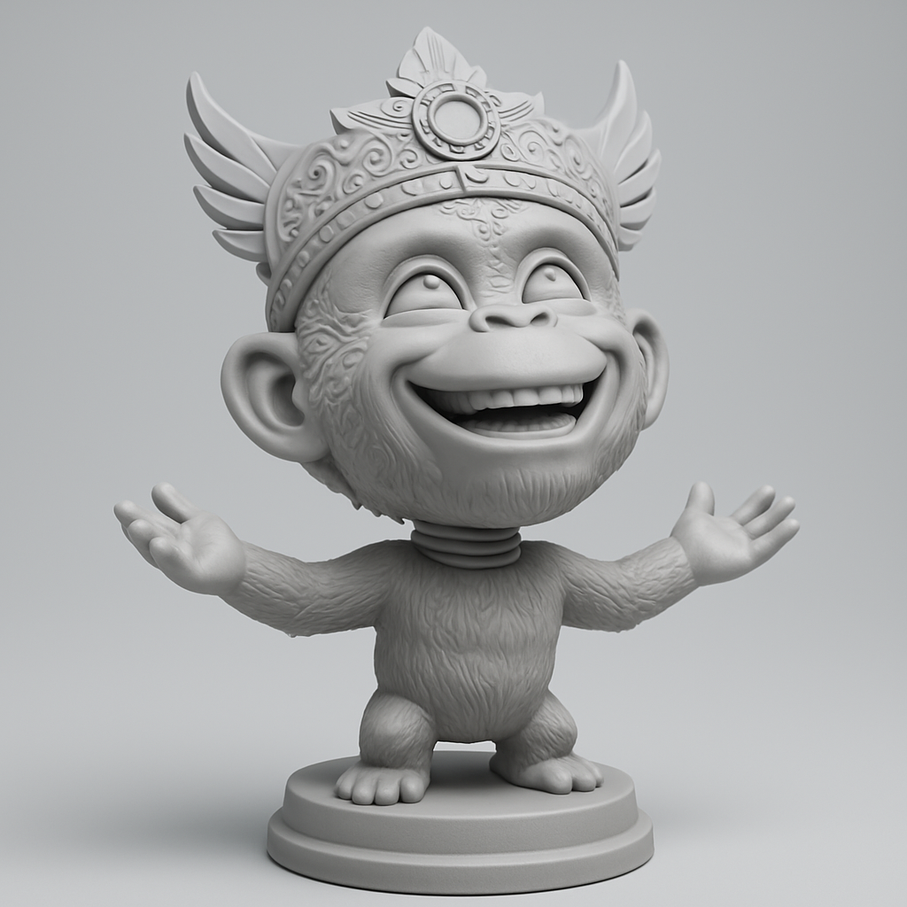 face to 3d model ai-3D portrait printing from photo_Joyful Monkey King Bobblehead Figurine