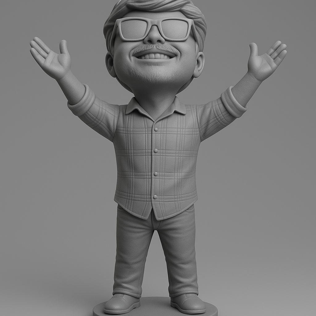 face anatomy 3d model-create 3d face model from photo_Cheerful Character with Outstretched Arms