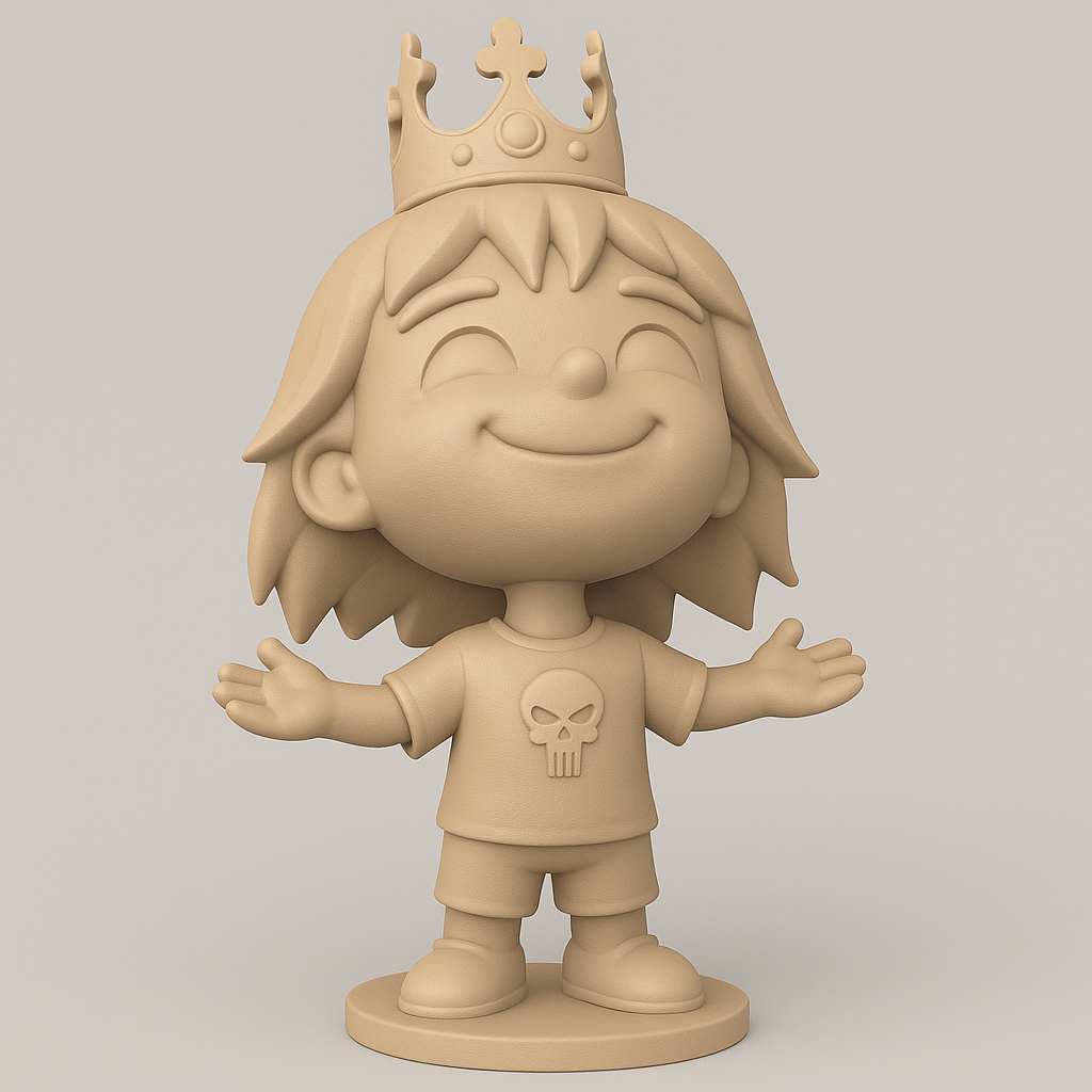 silhouette 3d printer maker-3d portrait printing_Whimsical Crowned Kid Figure