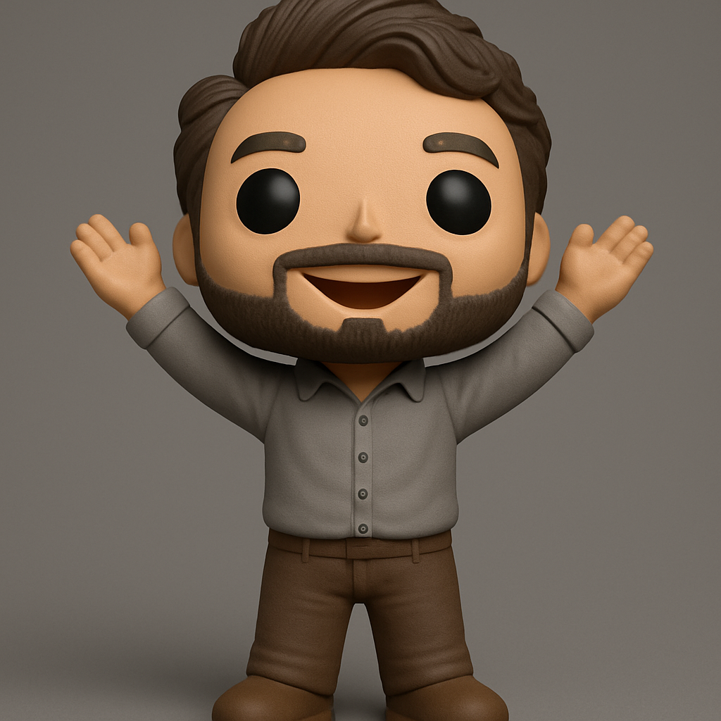 face to 3d model ai-3D portrait printing from photo_Bearded Happy Man Collectible - Funko Style Figurine