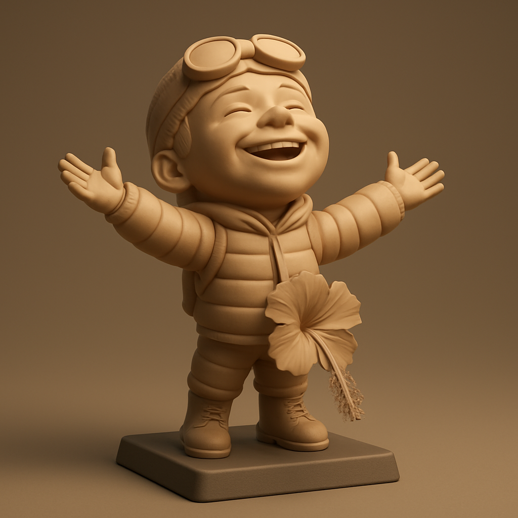 face to 3d model ai-3D portrait printing from photo_Cheerful Explorer Figurine - Print Happiness!