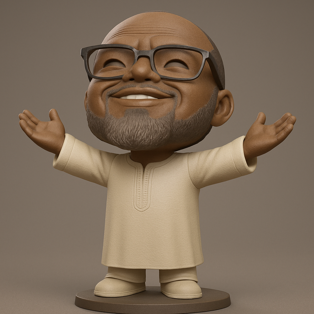 face to 3d model ai-3D portrait printing from photo_Embrace Joy: Welcoming Bearded Man Figurine