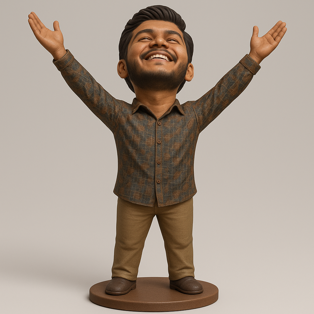 face anatomy 3d model-create 3d face model from photo_Joyful Figurine with Open Arms