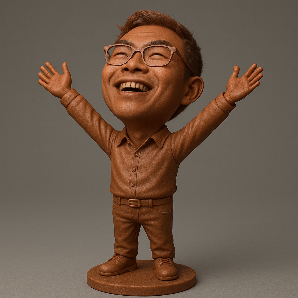 silhouette 3d printer maker-3d portrait printing_Joyful Character Statue for 3D Printing
