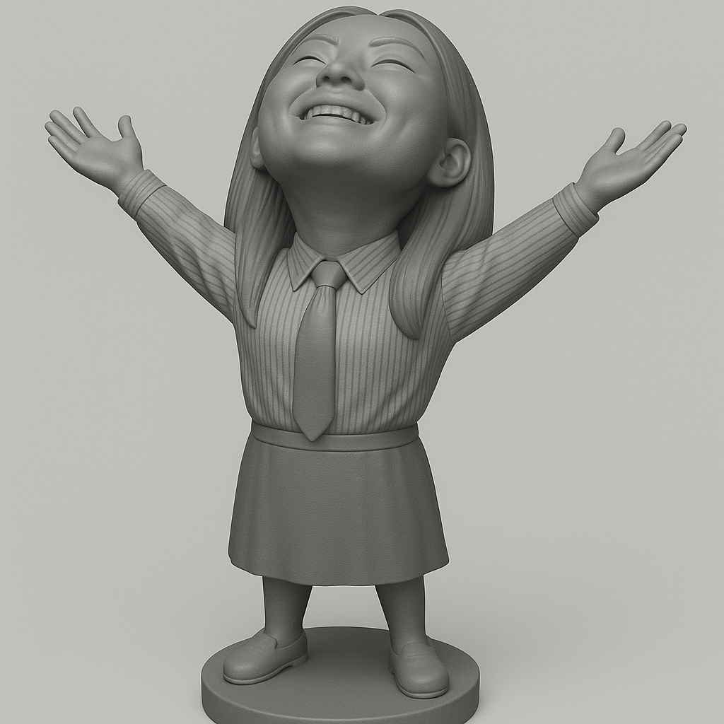 face anatomy 3d model-create 3d face model from photo_Joyful Girl Figure for 3D Printing