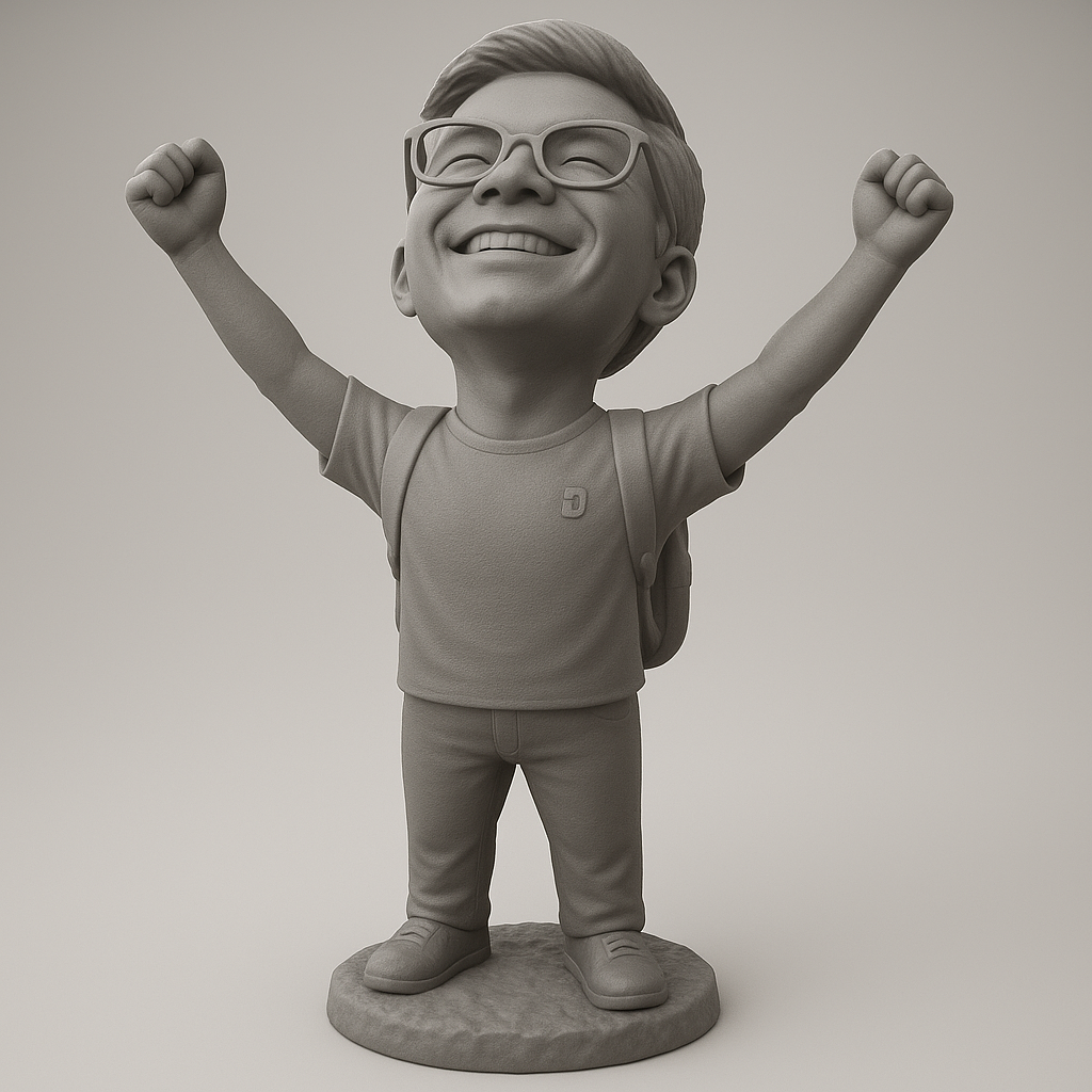 face anatomy 3d model-create 3d face model from photo_Joyful Kid Figurine for 3D Printing