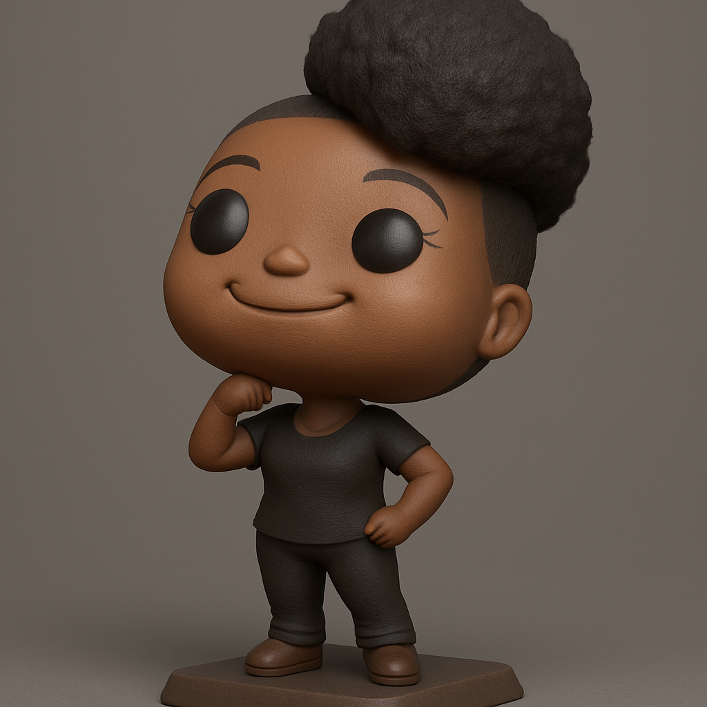 face to 3d model ai-3D portrait printing from photo_Confident Afro Bun Figurine - Empowering Desk Decor