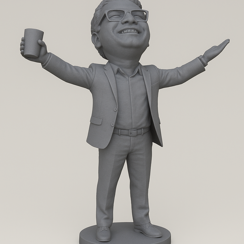 face anatomy 3d model-create 3d face model from photo_Joyful Figure with Drink - Perfect for Celebrations!