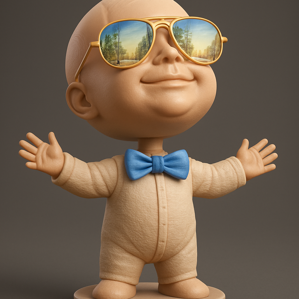 face anatomy 3d model-create 3d face model from photo_Welcoming 'Cool Shades' Baby Figurine - Unique Desk Pal