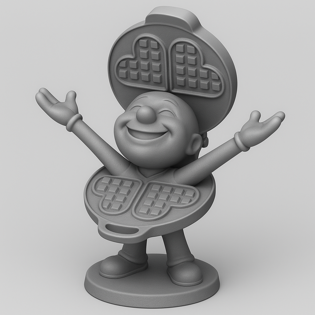 face anatomy 3d model-create 3d face model from photo_Joyful Waffle Maker Character | Fun Foodie Figurine