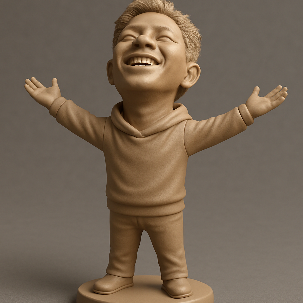face anatomy 3d model-create 3d face model from photo_Pure Joy! Optimistic Youth Figurine with Open Arms