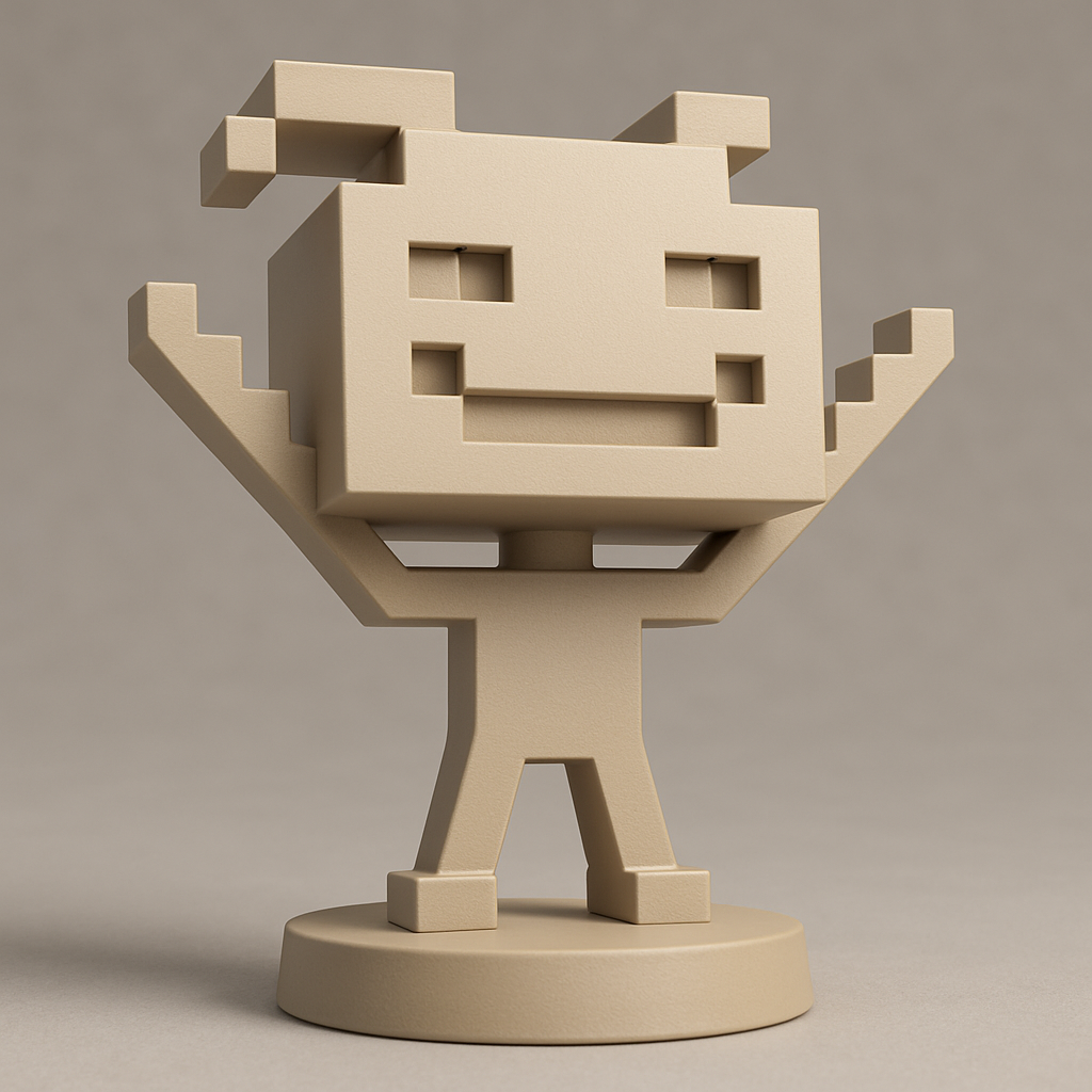 silhouette 3d printer maker-3d portrait printing_Happy Pixel Pal Figurine - Nostalgic 8-Bit Desk Decor