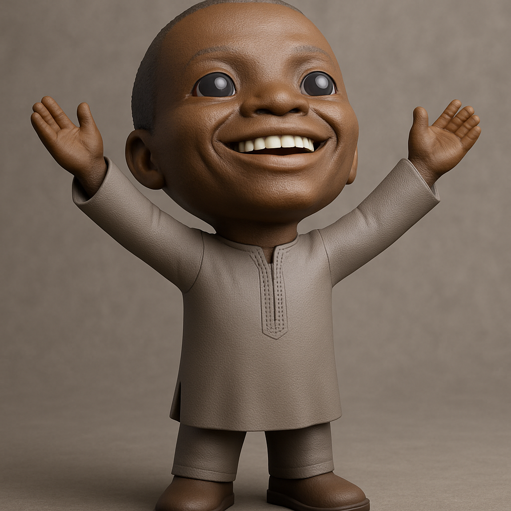 face to 3d model ai-3D portrait printing from photo_Joyful Child Character - Happy African Attire Figure