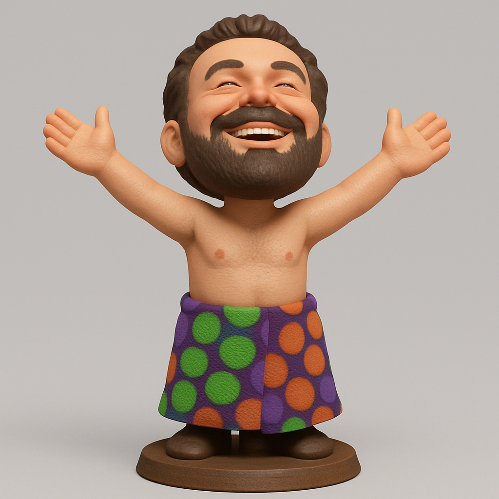 face anatomy 3d model-create 3d face model from photo_Happy Bearded Bobble: Desk Buddy of Pure Joy