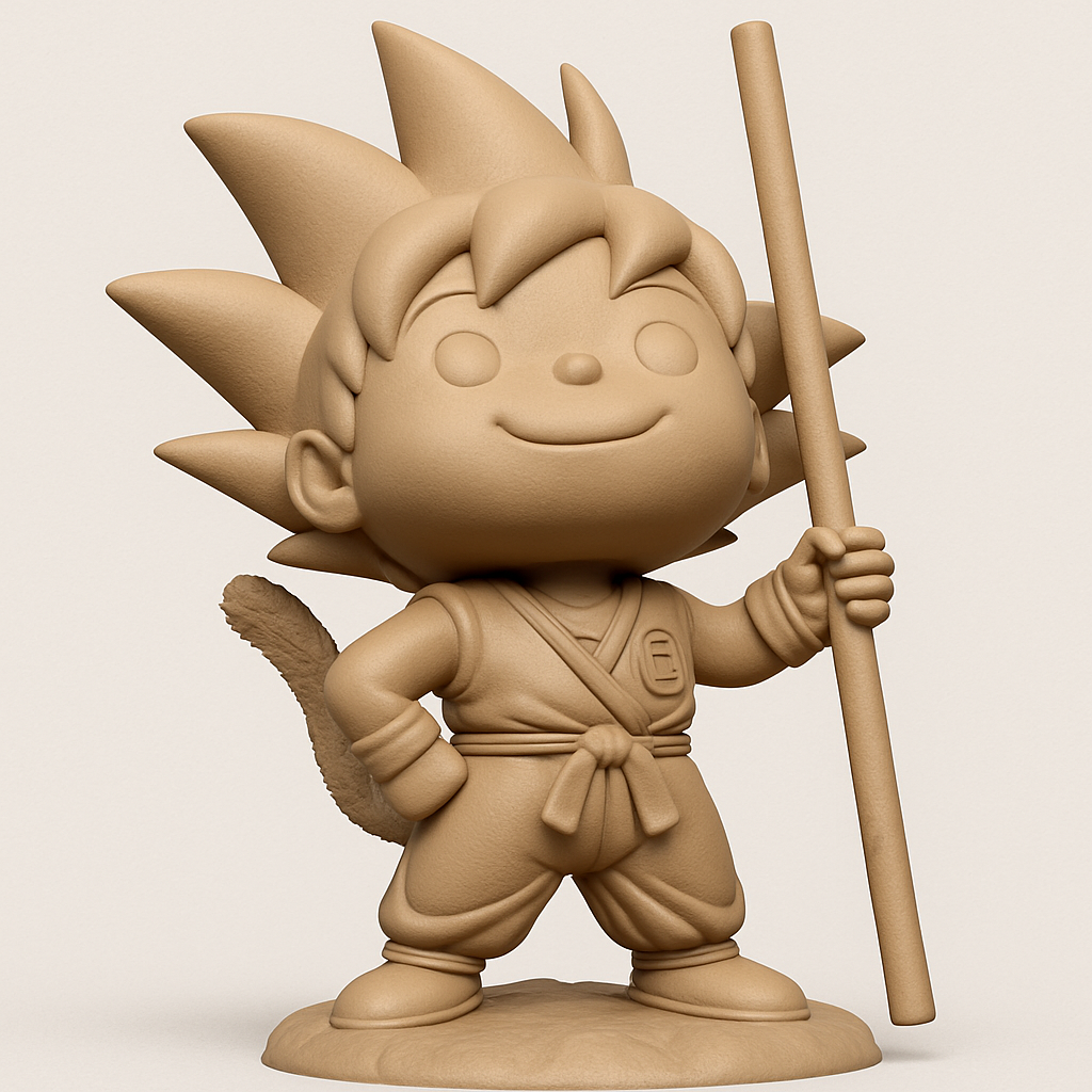 face to 3d model ai-3D portrait printing from photo_Chibi Goku Figurine with Power Pole