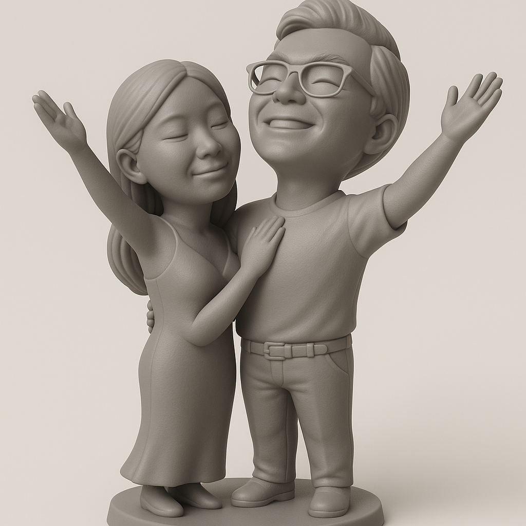 face anatomy 3d model-create 3d face model from photo_Joyful Couple 3D Figurine