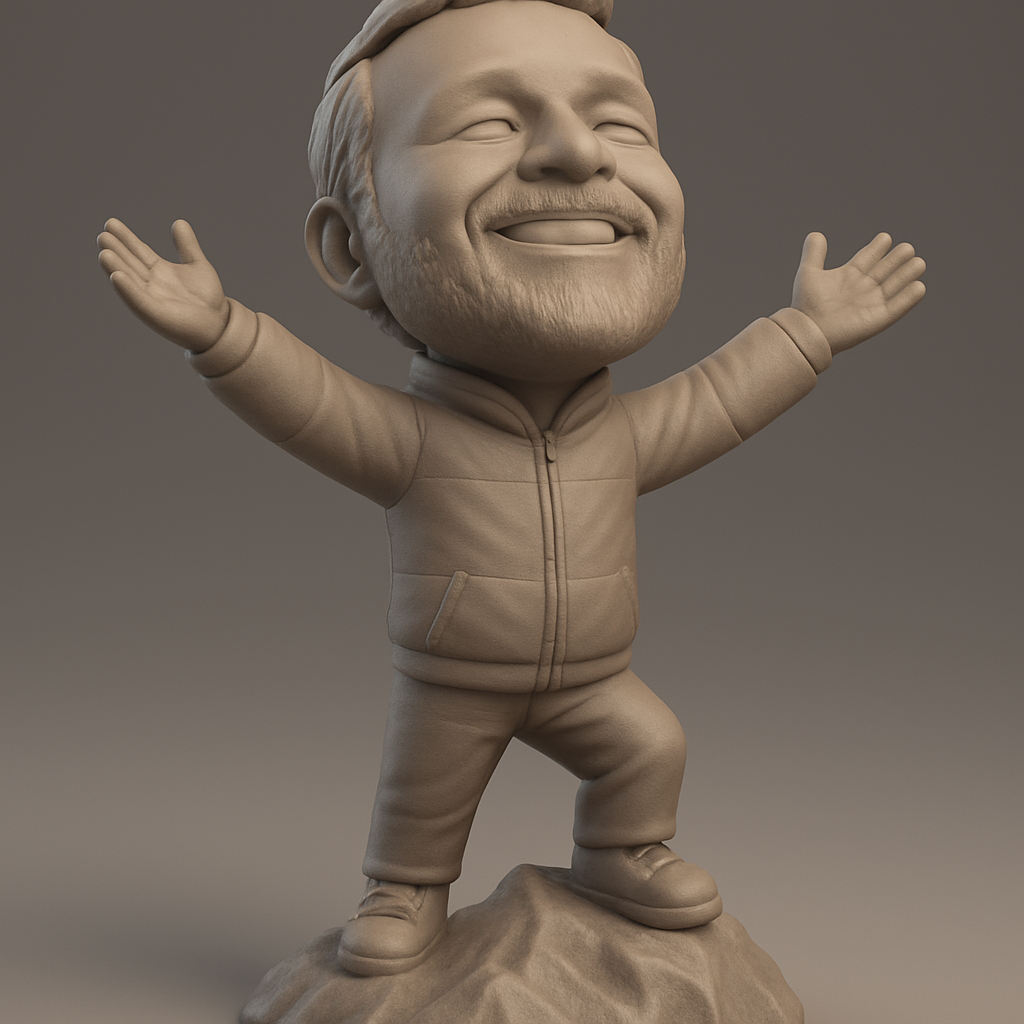 face anatomy 3d model-create 3d face model from photo_Uplifting Bobblehead: Triumph & Joy Statue