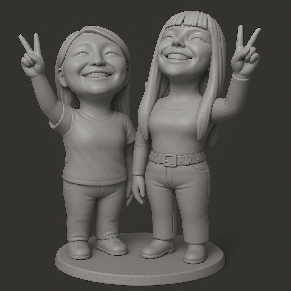 face anatomy 3d model-create 3d face model from photo_Joyful Friends Figurine for 3D Printing