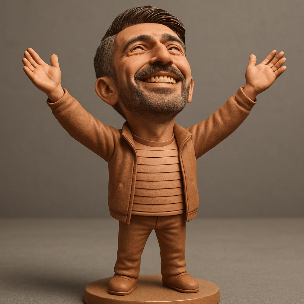 face anatomy 3d model-create 3d face model from photo_Joyful Man Caricature Figurine - Celebrate Happiness!