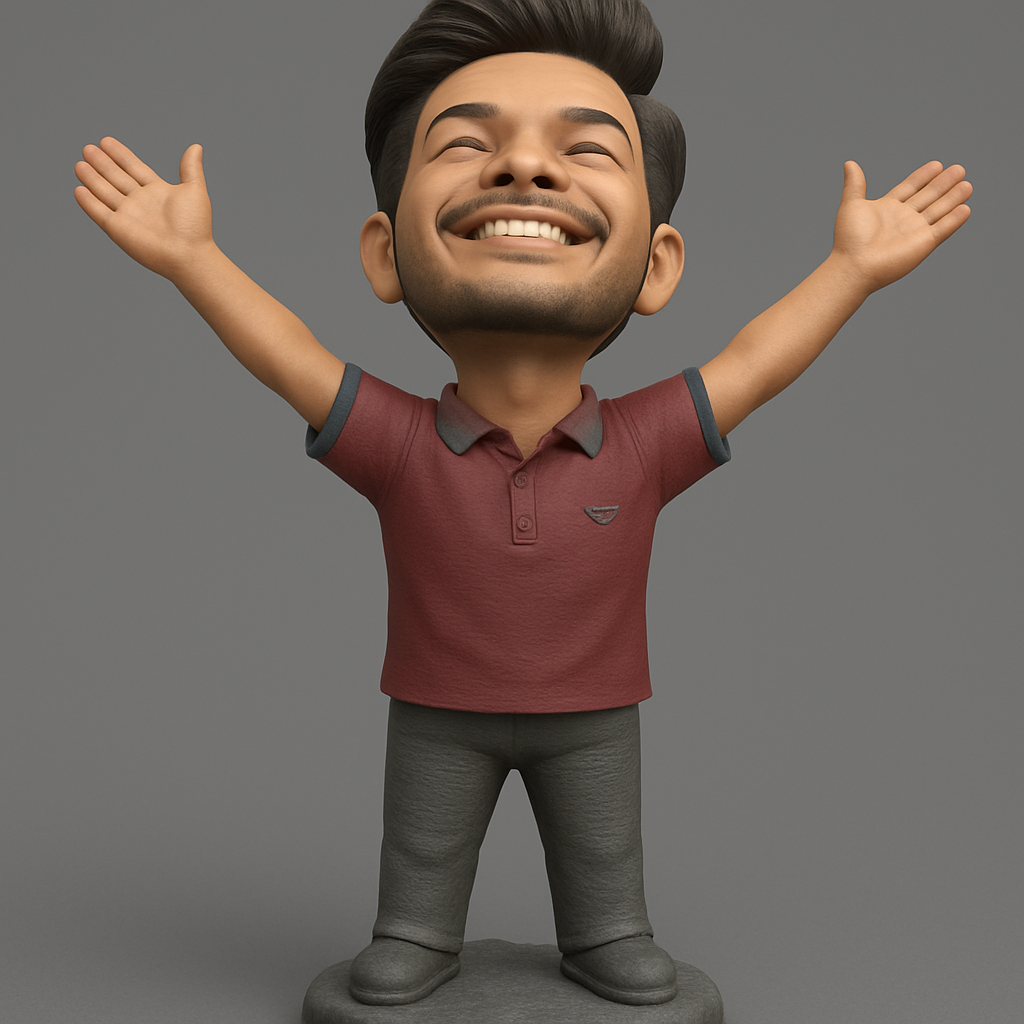 face anatomy 3d model-create 3d face model from photo_Happy Man Bobblehead: Embrace Joy & Celebrate!