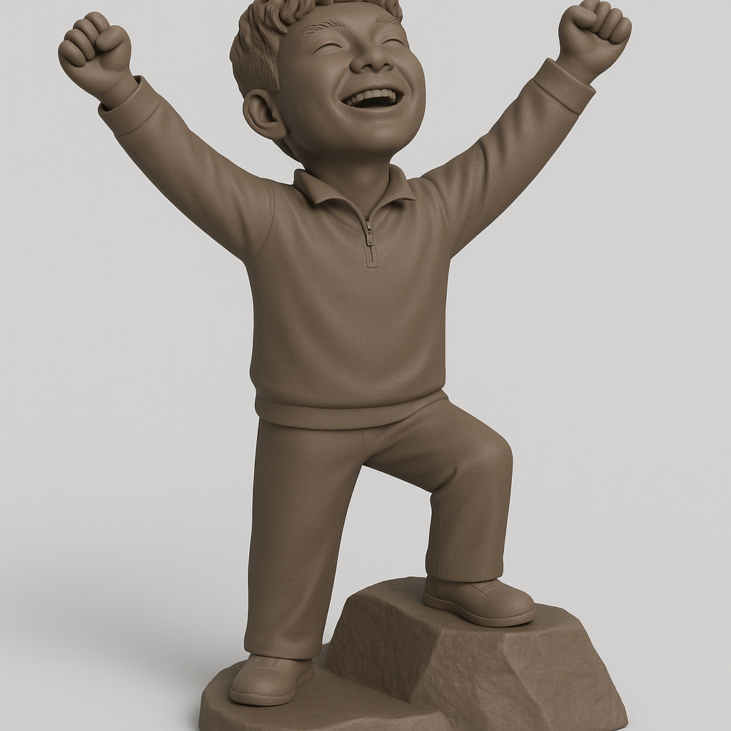 face anatomy 3d model-create 3d face model from photo_Joyful Victory Kid Statue