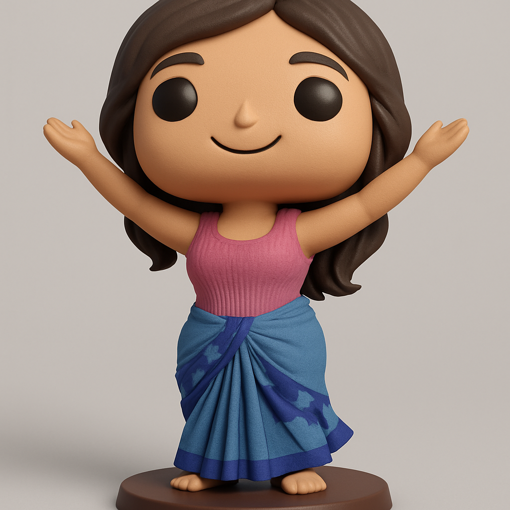 face anatomy 3d model-create 3d face model from photo_Cute Welcoming Woman Funko-Style Figurine