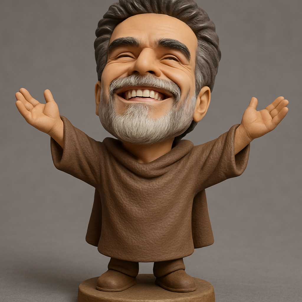 silhouette 3d printer maker-3d portrait printing_Welcoming Monk Bobblehead - Embrace Joy & Happiness