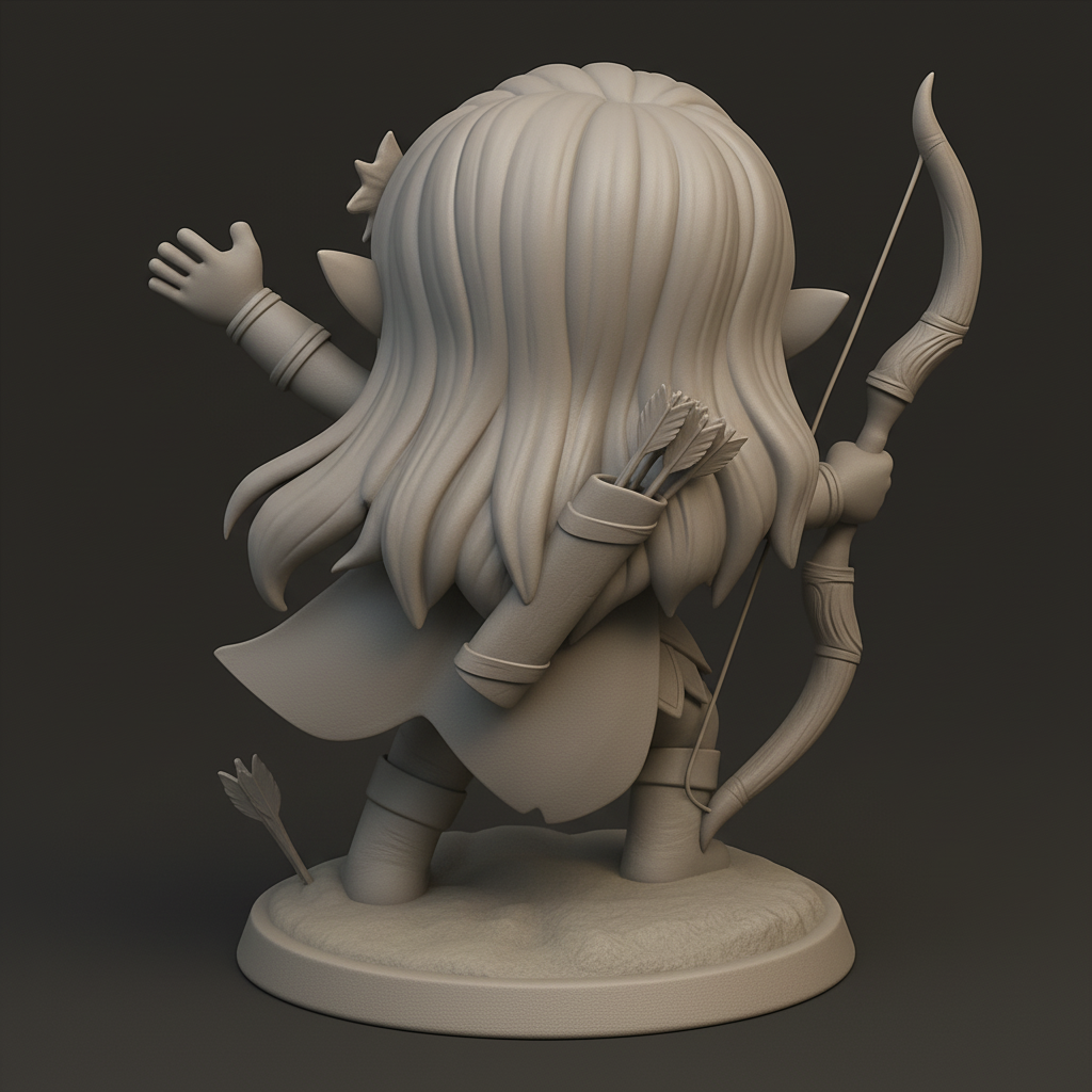 face anatomy 3d model-create 3d face model from photo_Chibi Elf Archer: Joyful Forest Guardian