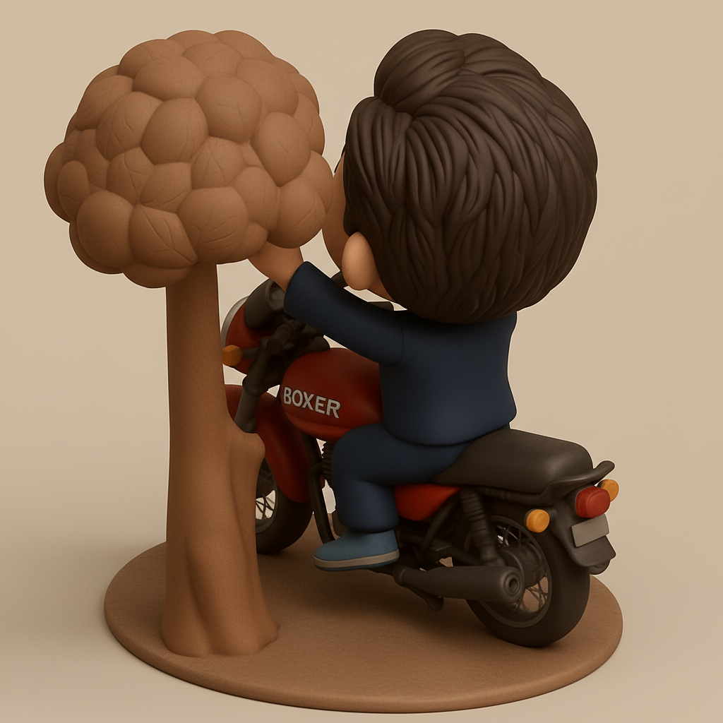 face to 3d model ai-3D portrait printing from photo_Cheerful Boy on Boxer Motorcycle Figurine