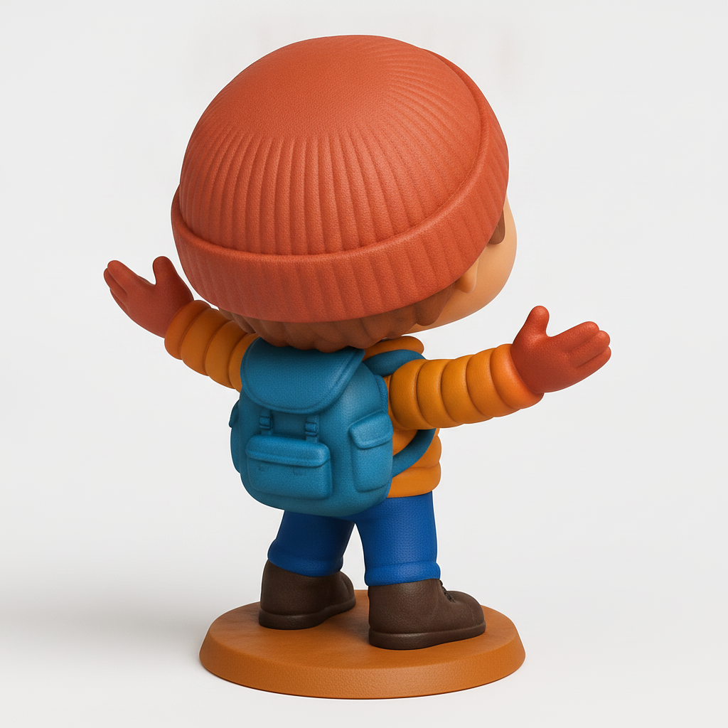 face anatomy 3d model-create 3d face model from photo_Cheerful Winter Hiker Bobblehead: Your Desk Adventure Pal!