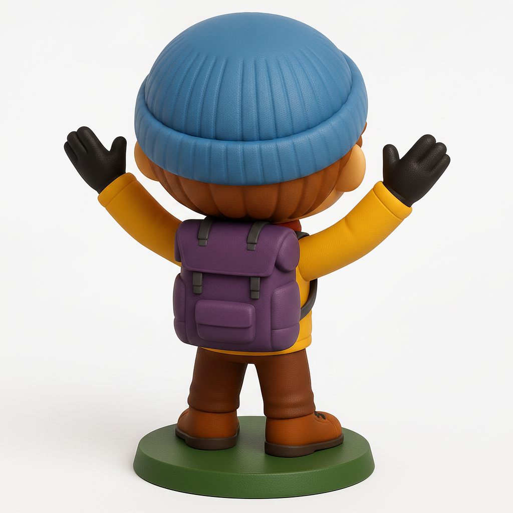 face to 3d model ai-3D portrait printing from photo_Joyful Hiker Figurine - Ready for Your 3D Printer!