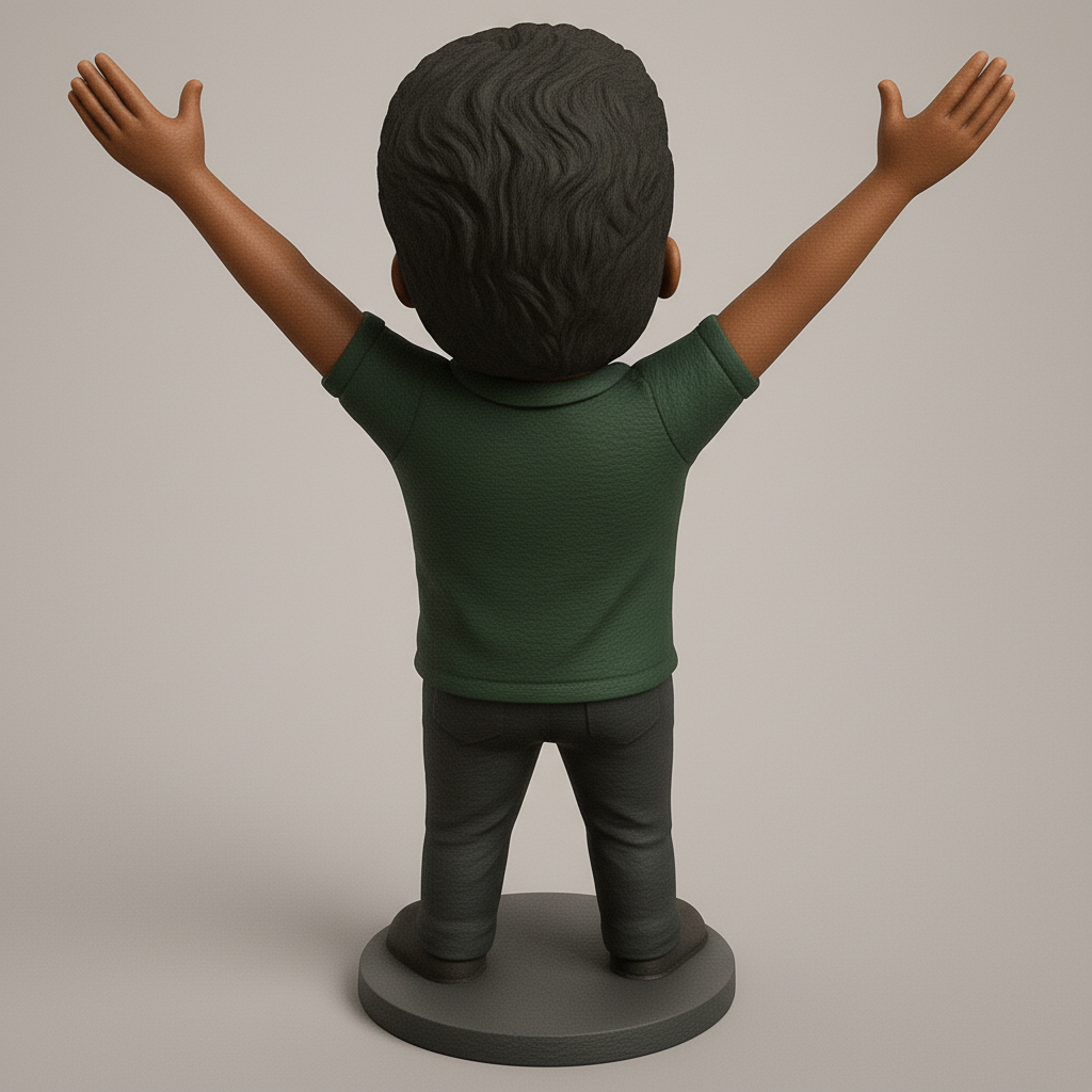 face anatomy 3d model-create 3d face model from photo_Uplifting Joyful Man Caricature: Celebrate Success!