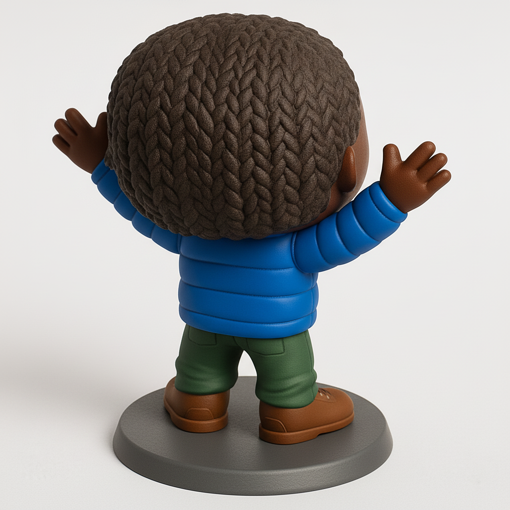 face anatomy 3d model-create 3d face model from photo_Funko-Style Joyful Boy Figure - Warm Welcome