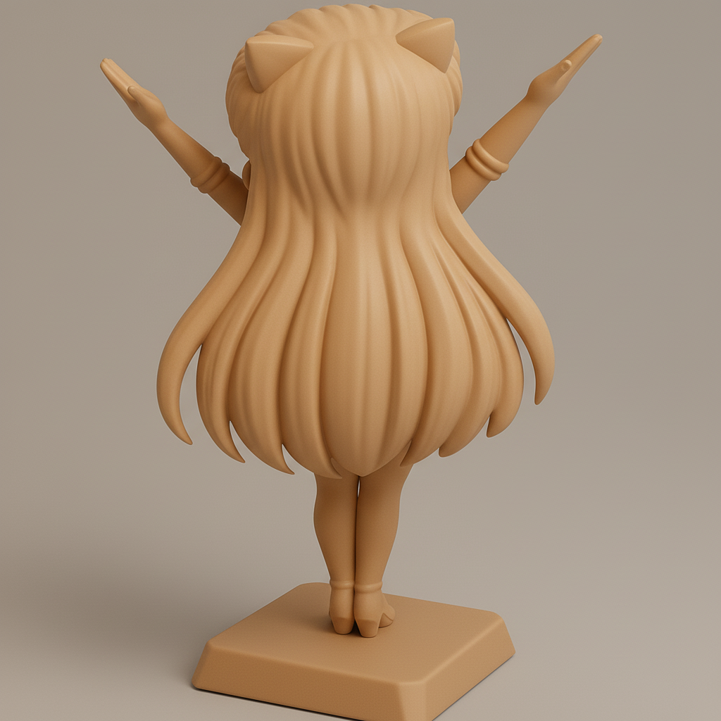 silhouette 3d printer maker-3d portrait printing_Charming Cheerful Anime Figurine