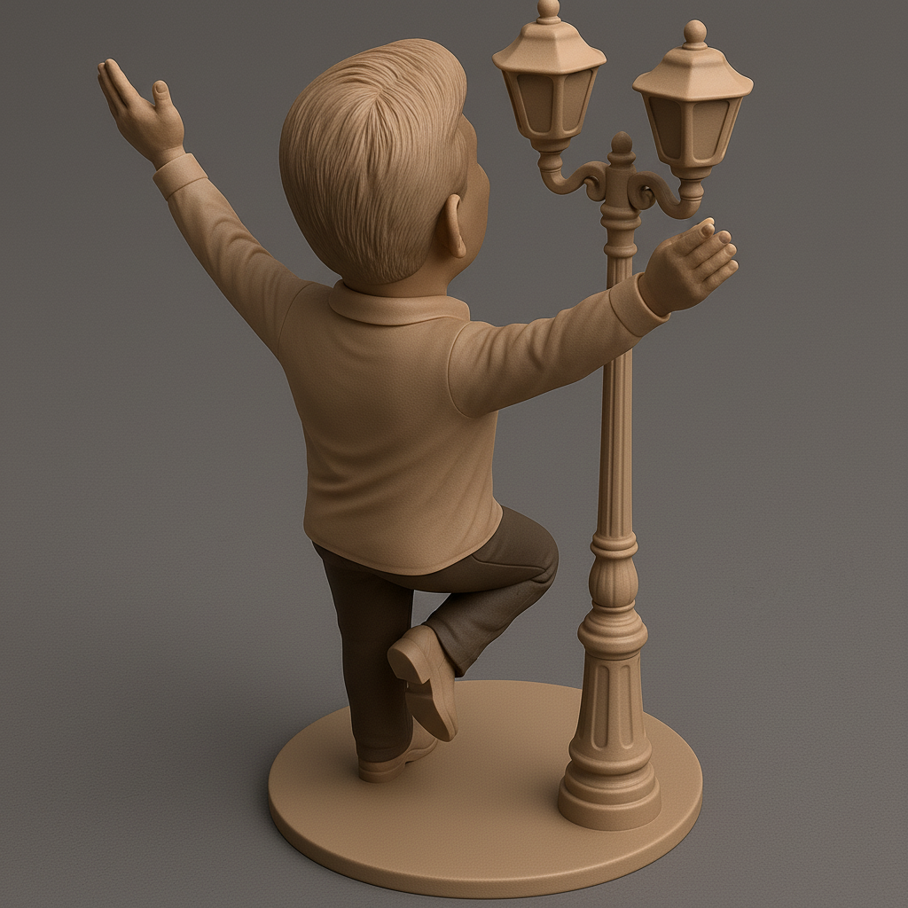 silhouette 3d printer maker-3d portrait printing_Joyful Street Performer Statue