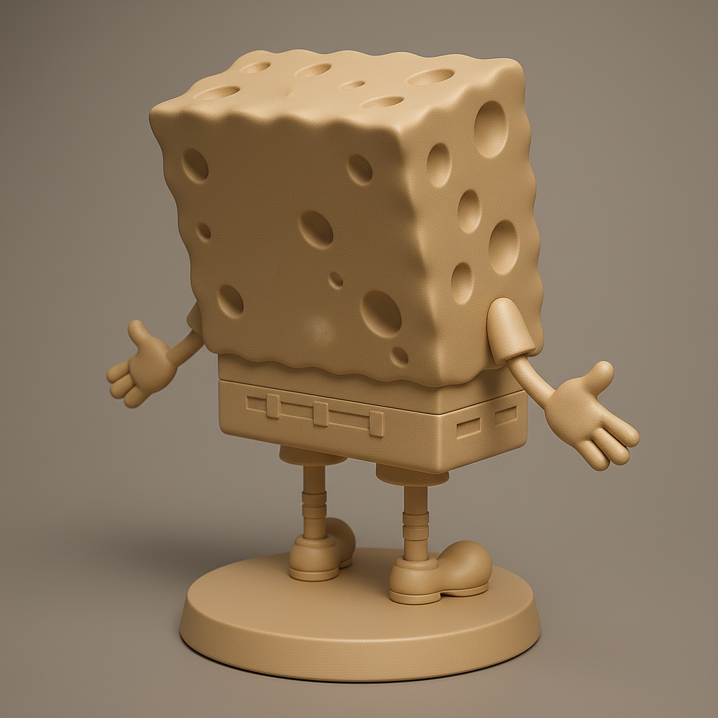 silhouette 3d printer maker-3d portrait printing_Cheerful SpongeBob SquarePants Figurine