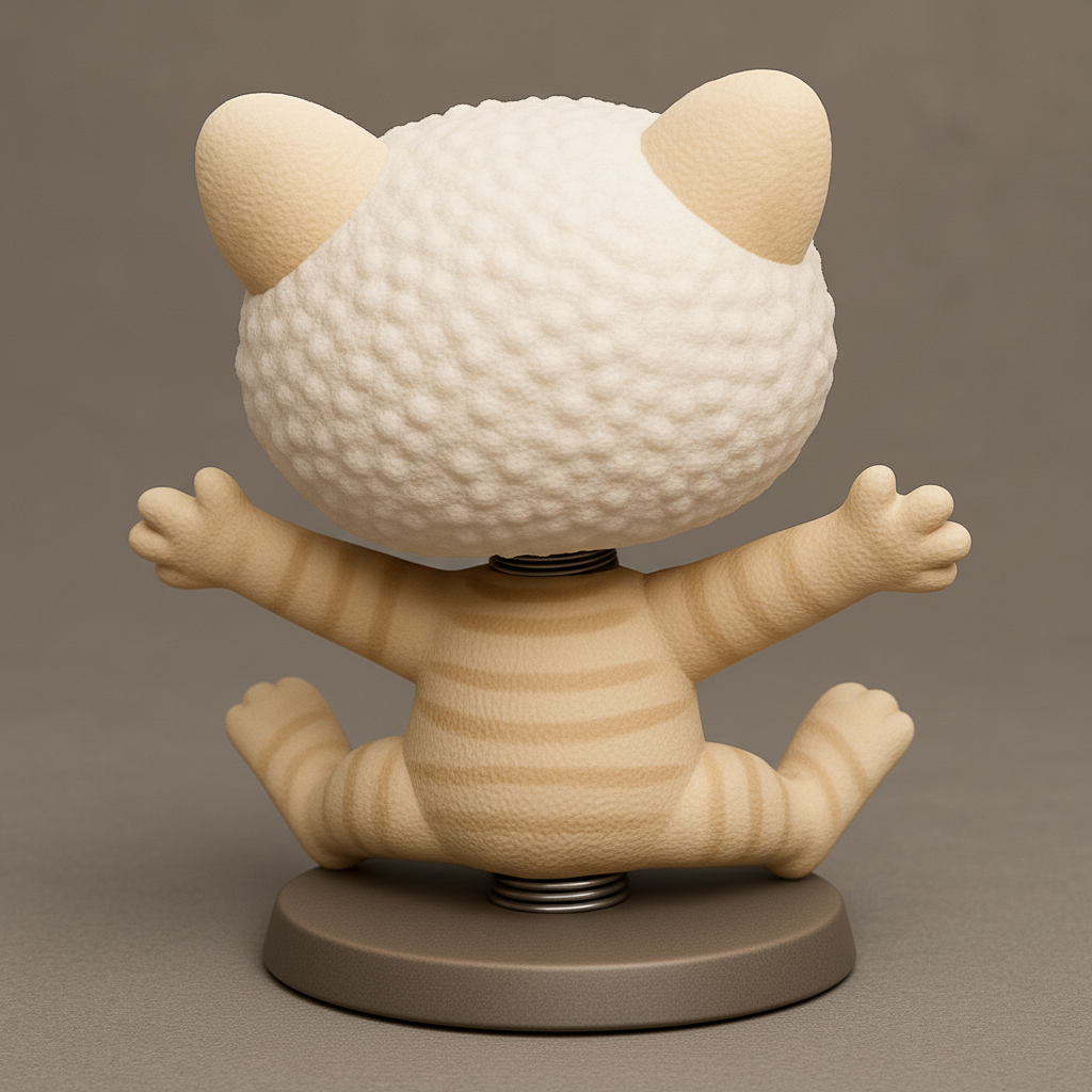 face to 3d model ai-3D portrait printing from photo_Cheerful Bobblehead Cat: Desk Joy & Good Vibes!