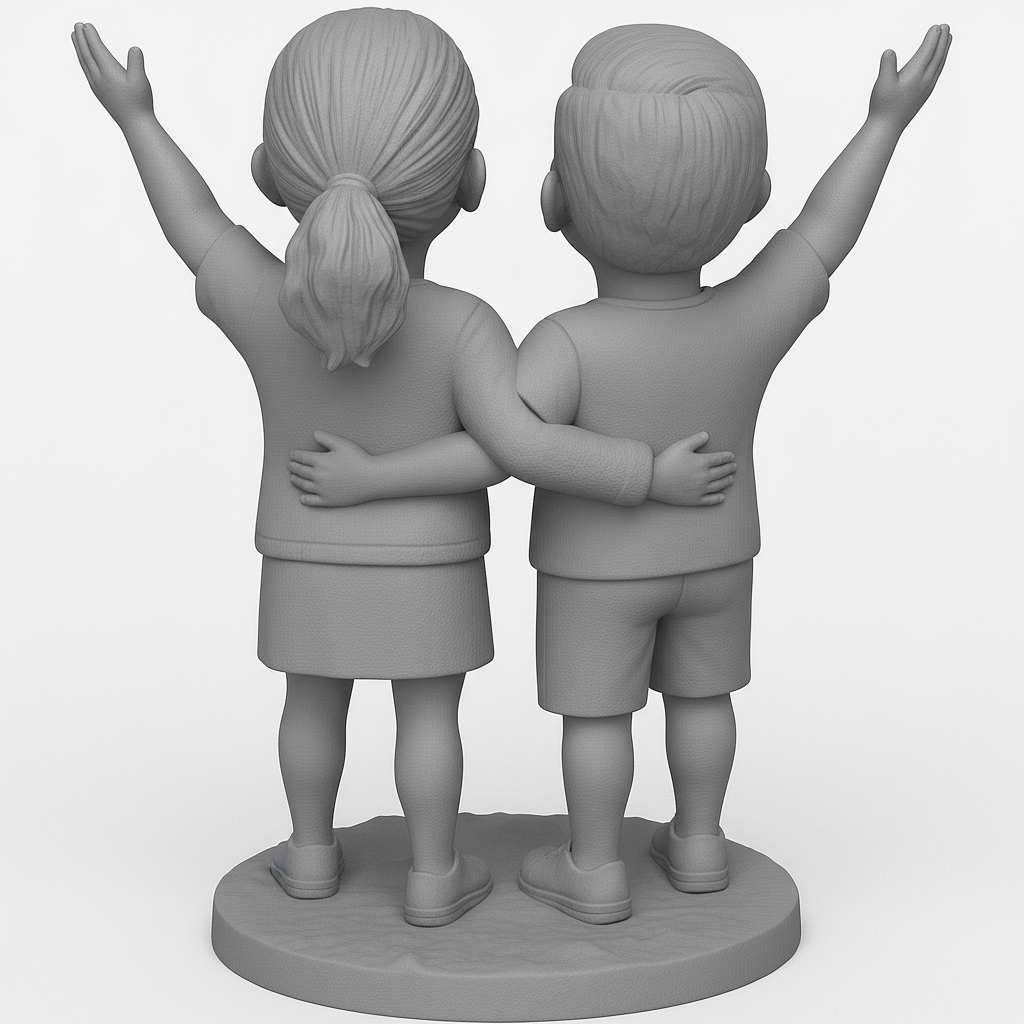 face anatomy 3d model-create 3d face model from photo_Joyful Kids Statue for Dynamic Displays