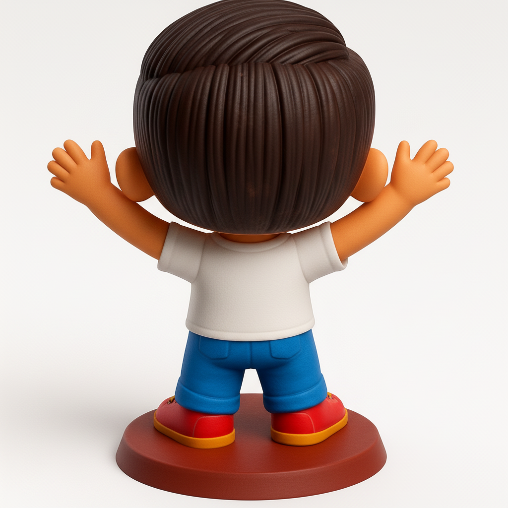 face to 3d model ai-3D portrait printing from photo_Happy Waving Boy Character - Bring Joy to Your Desk!