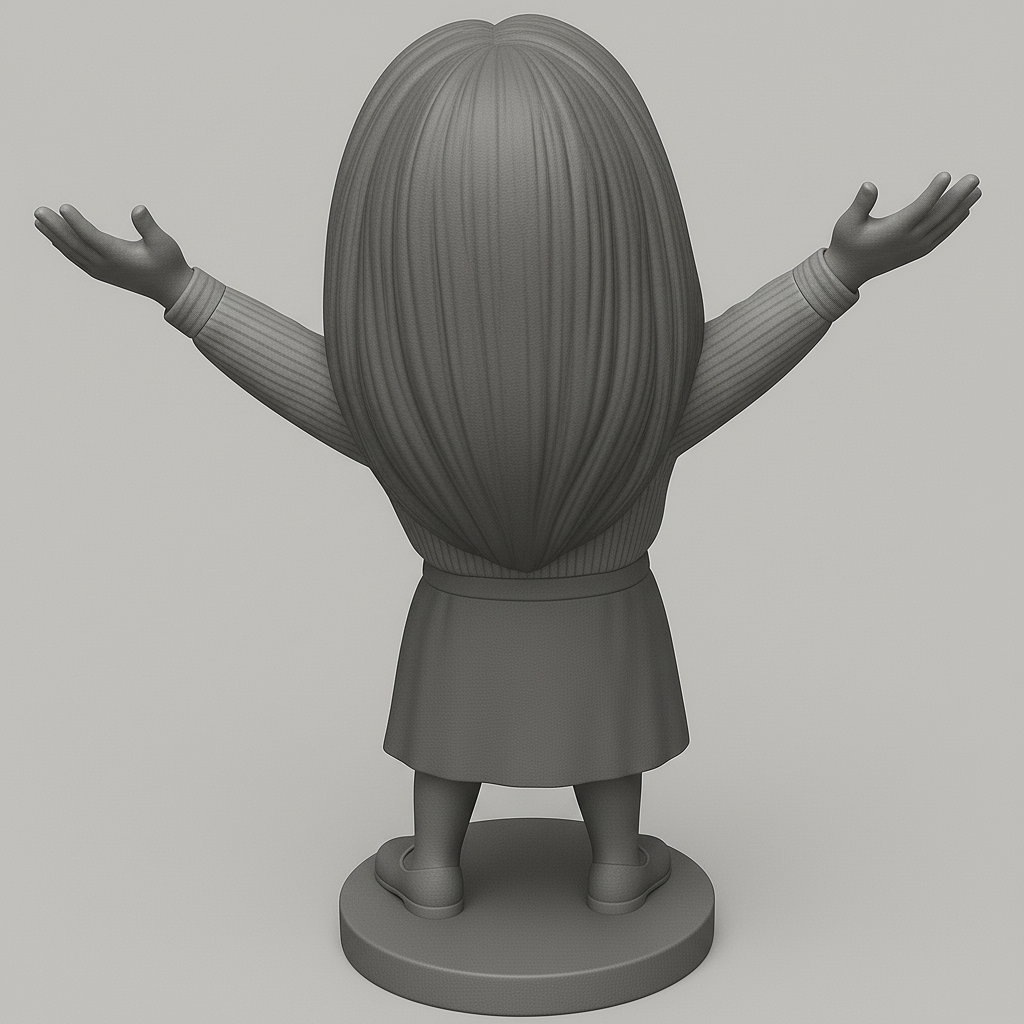 face anatomy 3d model-create 3d face model from photo_Joyful Girl Figure for 3D Printing